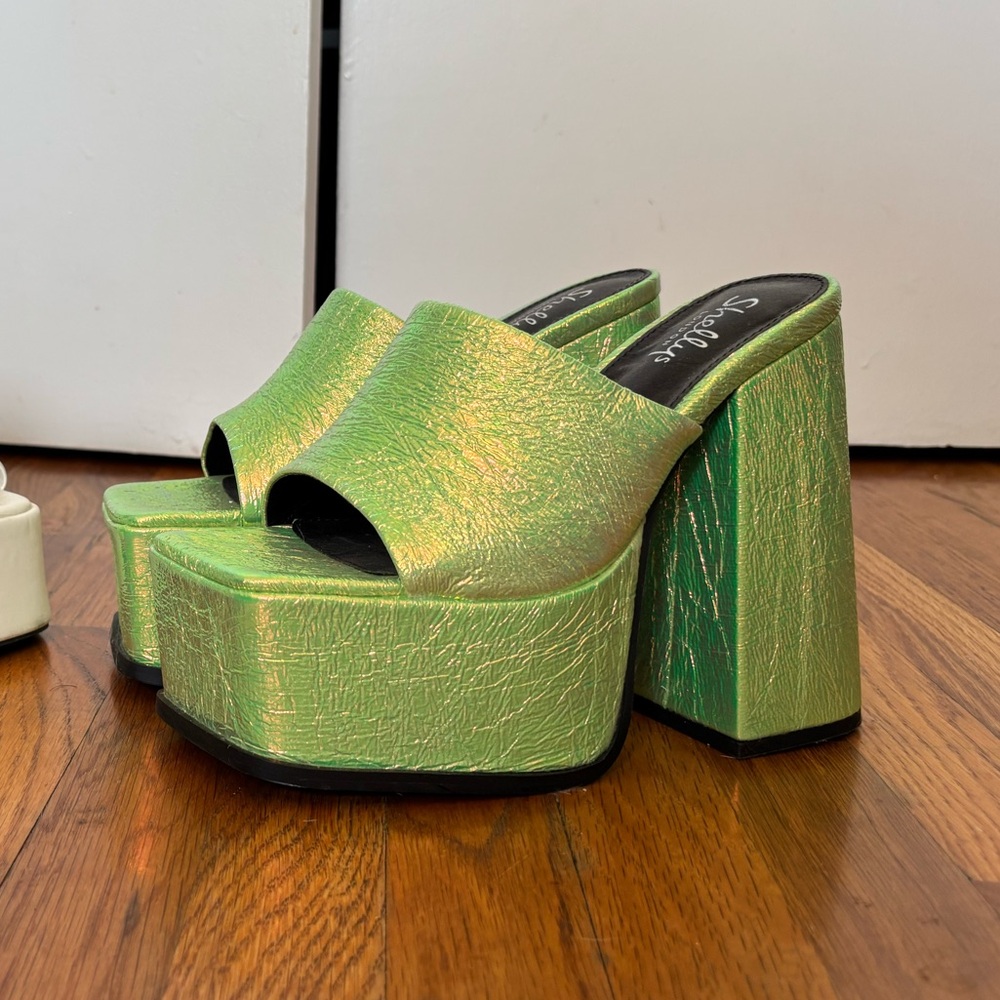 Dolls Kill Green Platform Sandals